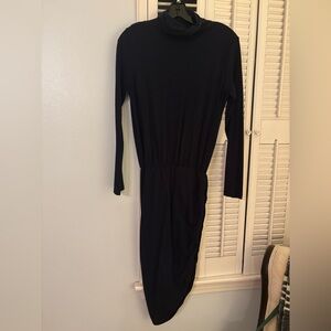 Sundry Navy Ruched Turtleneck Midi Dress, SZ 1